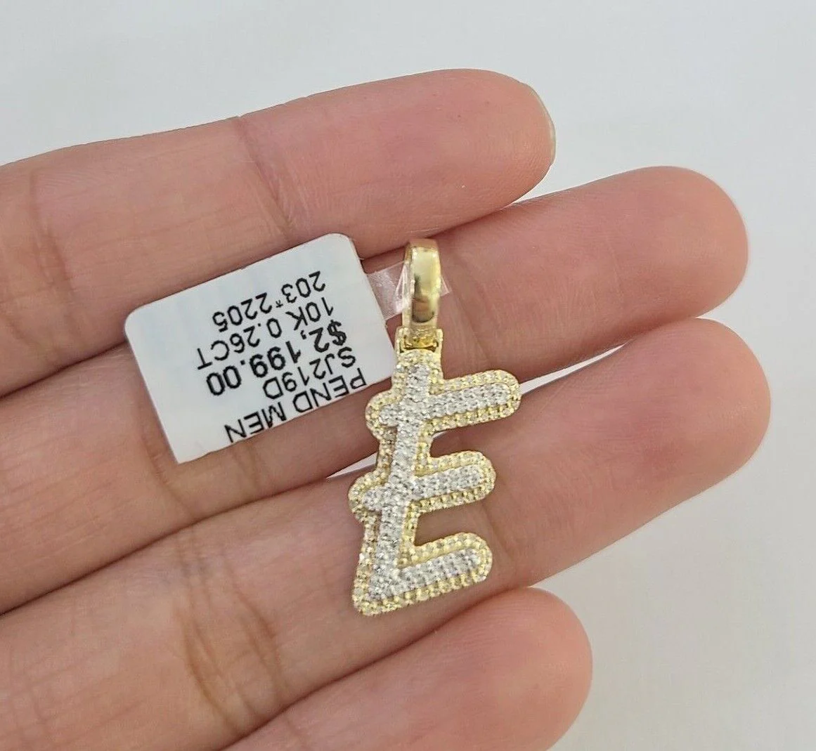 10k Real Yellow Gold Genuine Diamond Initial A-Z Alphabet Charm Pendent - Image 5