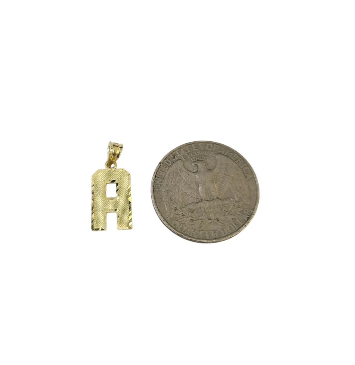 10K Real Yellow Gold Initial Letter Charm Pendant A–Z  Alphabet Men Women - Image 2