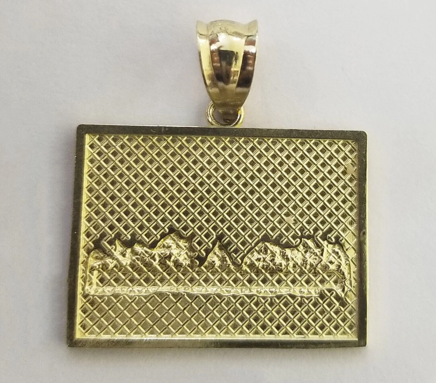 10k Real Yellow Gold Last Supper Charm Pendant Diamond cut Design Men Women - Image 5