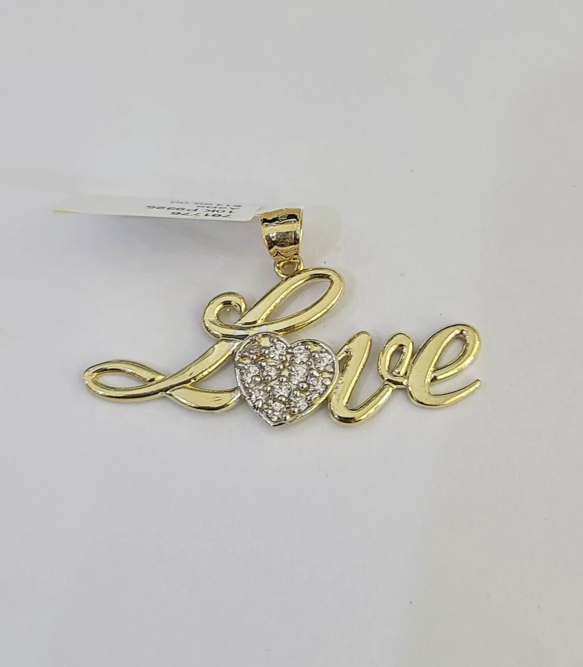 10K Real Yellow Gold LOVE Charm Pendant Gold 10kt Genuine - Image 2