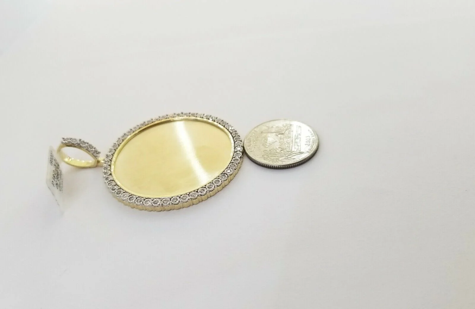 10k Real Yellow Gold Memory Pendant Charm 0.80CT 10kt Real 2"Inch Diamond Charm - Image 7