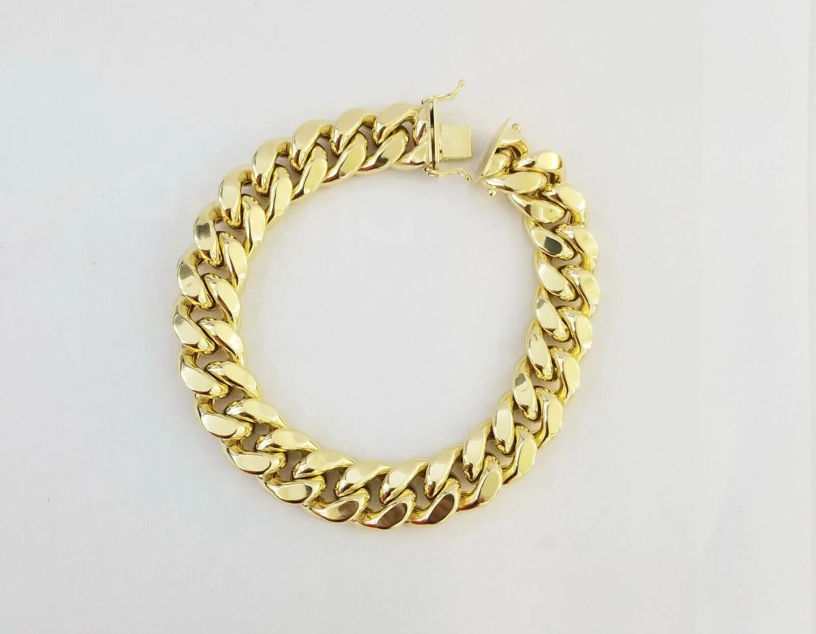 10K Real Yellow Gold Miami Cuban Bracelet 9 Inch 15mm,box lock thick hand chain - Image 2