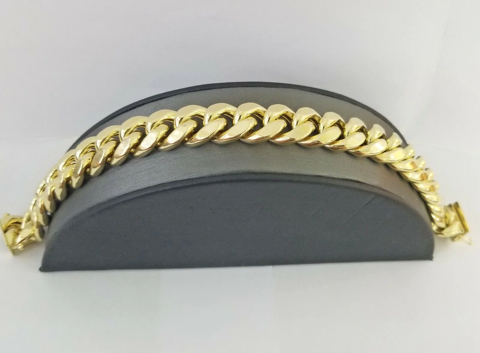 10K Real Yellow Gold Miami Cuban Bracelet 9 Inch 15mm,box lock thick hand chain - Image 5