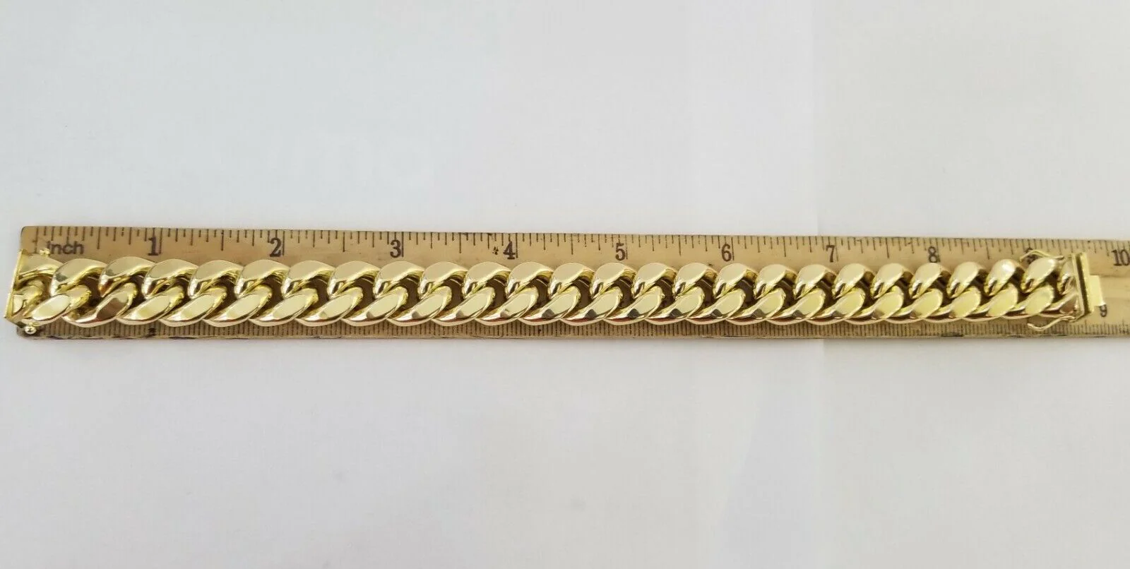 10K Real Yellow Gold Miami Cuban Bracelet 9 Inch 15mm,box lock thick hand chain - Image 7