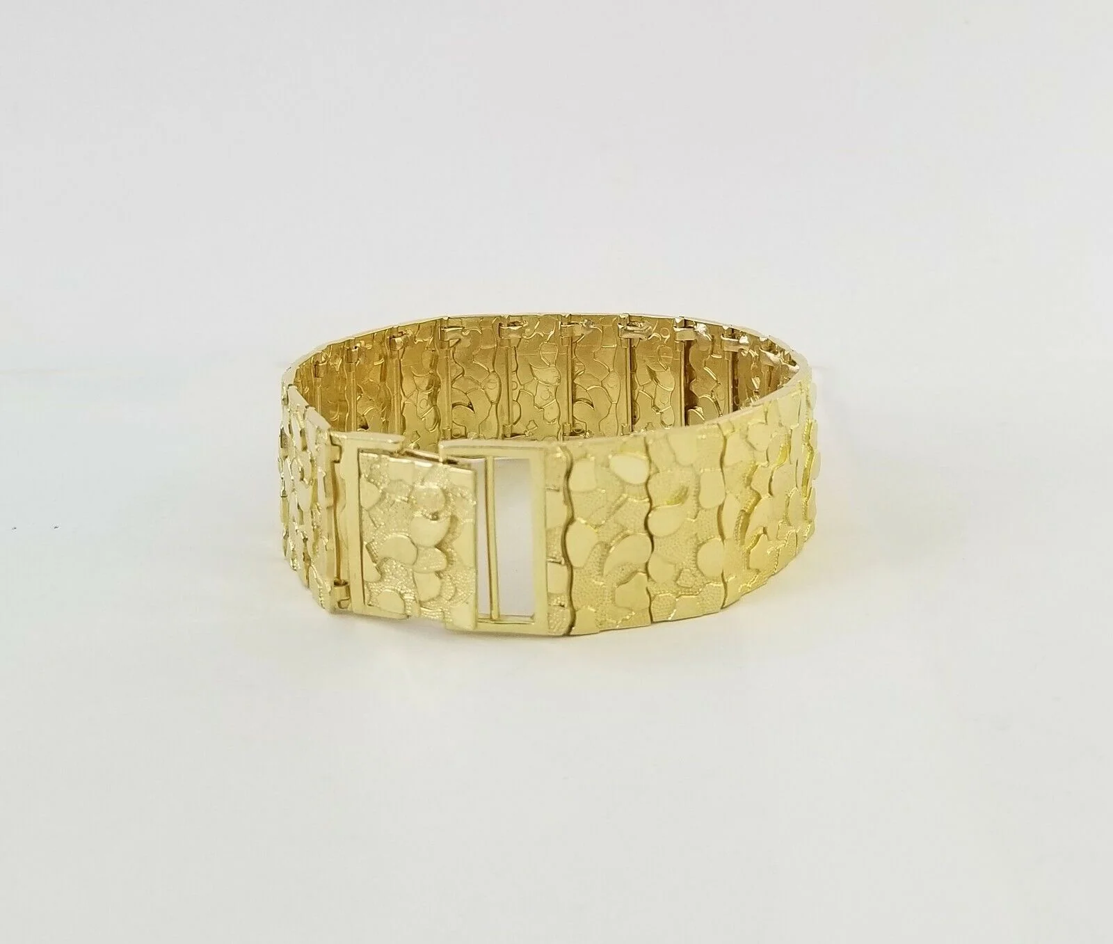 10K REAL Yellow Gold Nugget Bracelet 9" Inch 22mm Mens Thick Bracelet 10kt - Image 3