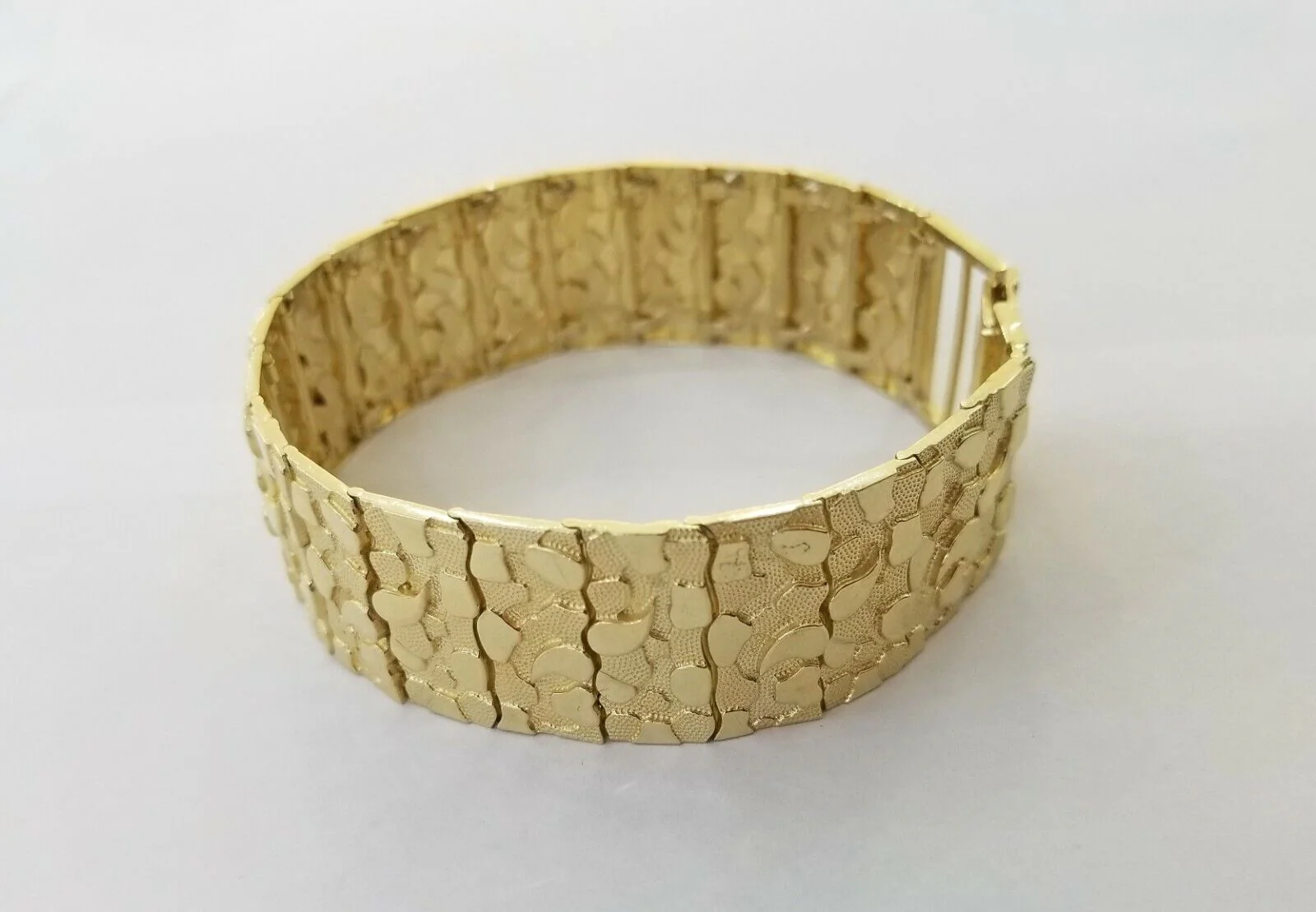 10K REAL Yellow Gold Nugget Bracelet 9" Inch 22mm Mens Thick Bracelet 10kt - Image 5