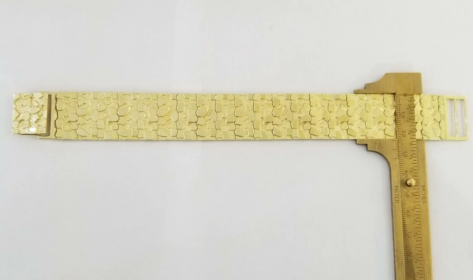 10K REAL Yellow Gold Nugget Bracelet 9" Inch 22mm Mens Thick Bracelet 10kt - Image 7