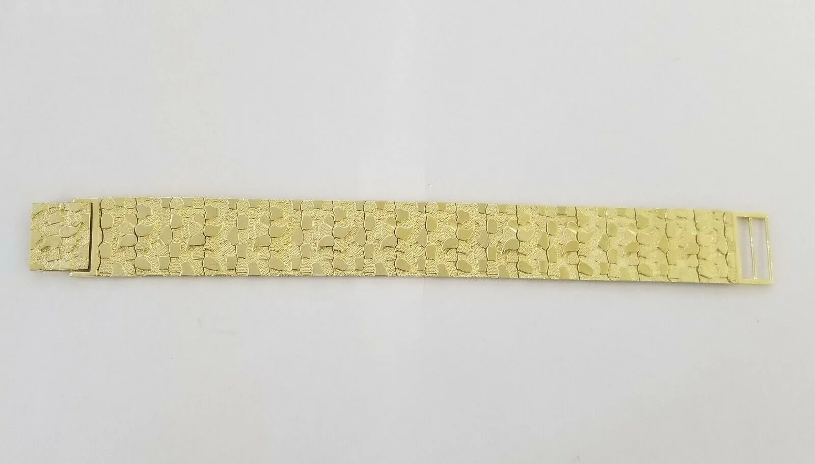 10K REAL Yellow Gold Nugget Bracelet 9" Inch 22mm Mens Thick Bracelet 10kt - Image 9