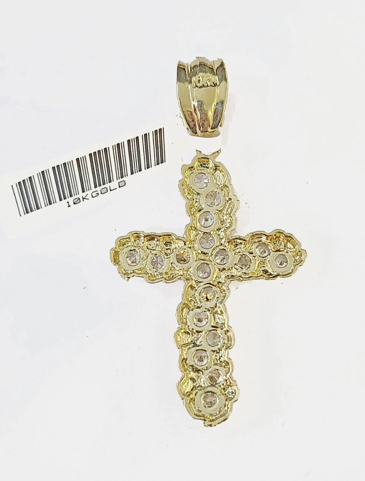 10k Real Yellow Gold Nugget Cross Charm / Pendent 2 inches (approx) - Image 4