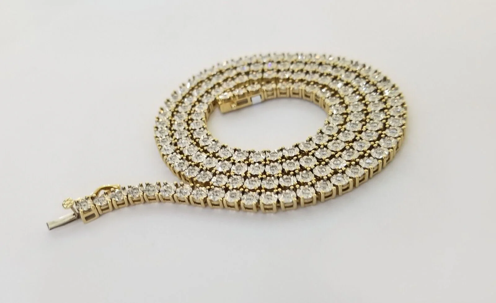 10k Real Yellow Gold Real Diamond Tennis Chain Necklace 2.57CT 22" Inch - Image 3