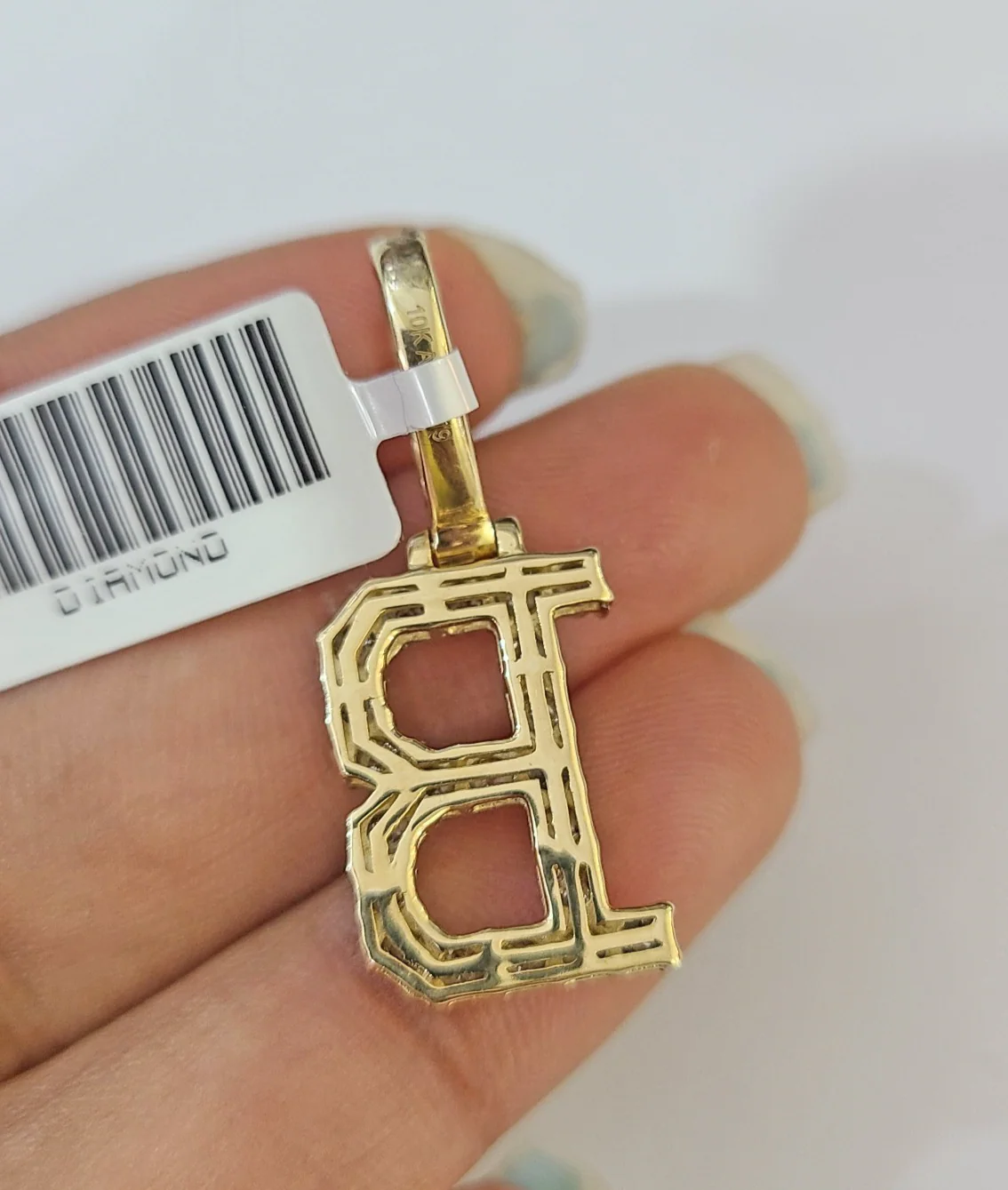 10k Rope Chain B Diamond Initial Charm Necklace Pendant Set 2mm 18"-24" Gold - Image 7