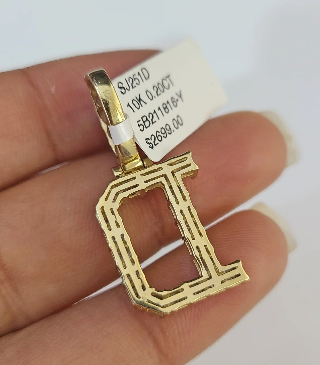 10k Rope Chain D Diamond Initial Charm Necklace Pendant Set 4mm 20"-30" Gold - Image 7