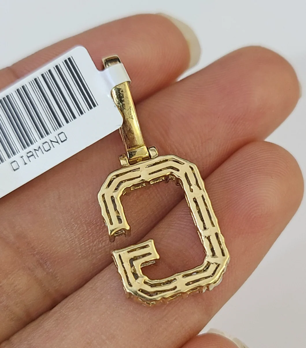 10k Rope Chain G Diamond Initial Charm Necklace Pendant Set 2mm 18"-24" Gold - Image 7