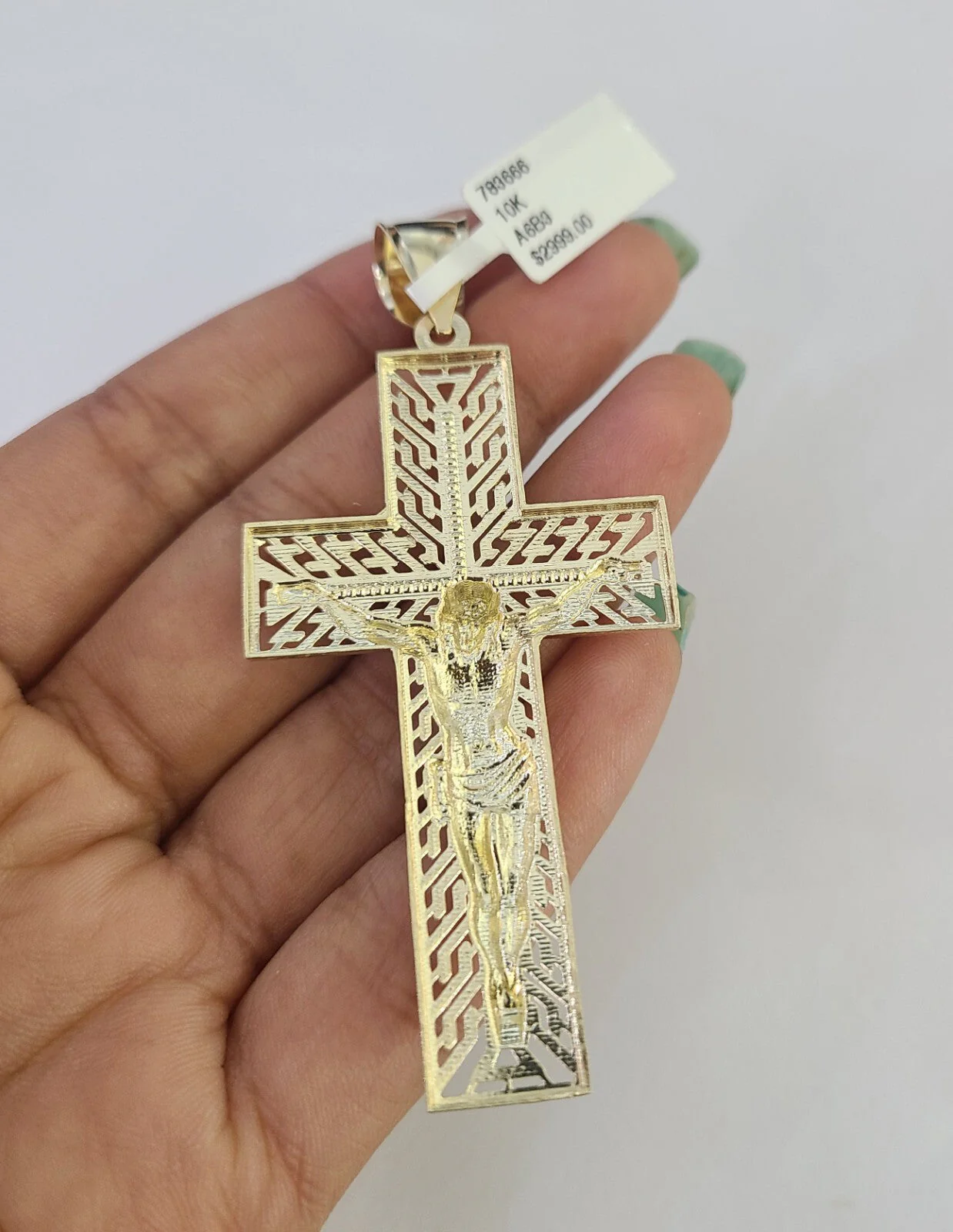 10k Rope Chain Jesus Cross Charm Pendant Gold 18"-30'' Inch 7mm Necklace - Image 5