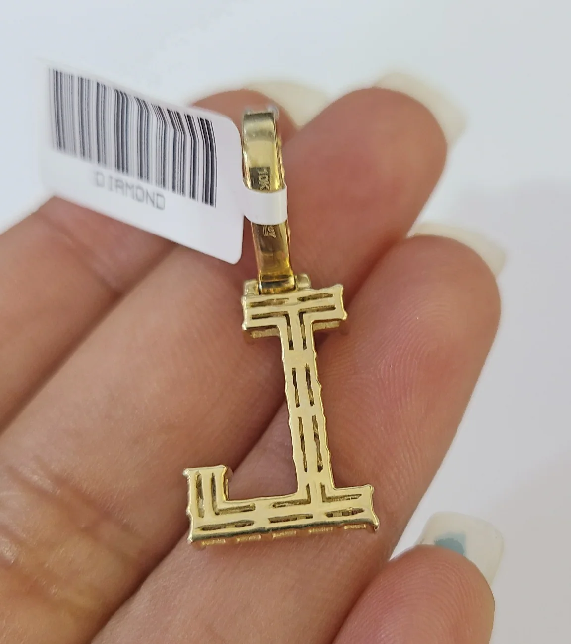 10k Rope Chain L Diamond Initial Charm Necklace Pendant Set 2mm 18"-24" Gold - Image 7
