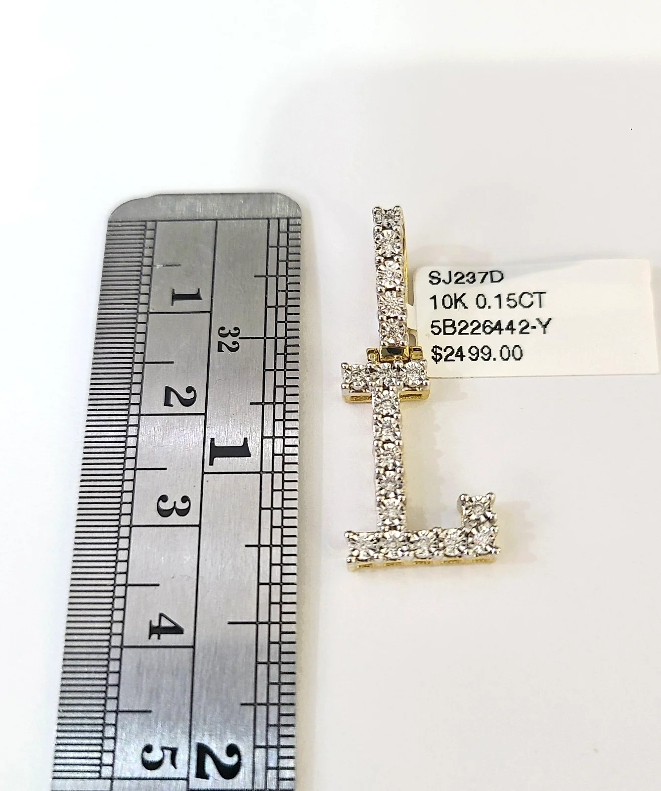 10k Rope Chain L Diamond Initial Charm Necklace Pendant Set 4mm 20"-30" Gold - Image 2