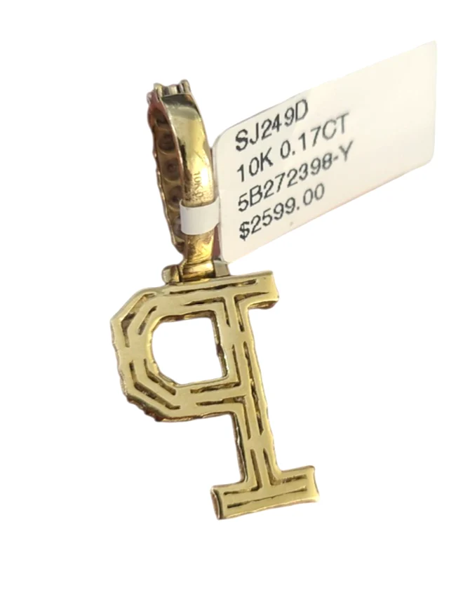 10k Rope Chain P Diamond Initial Charm Necklace Pendant Set 2mm 18"-24" Gold - Image 8
