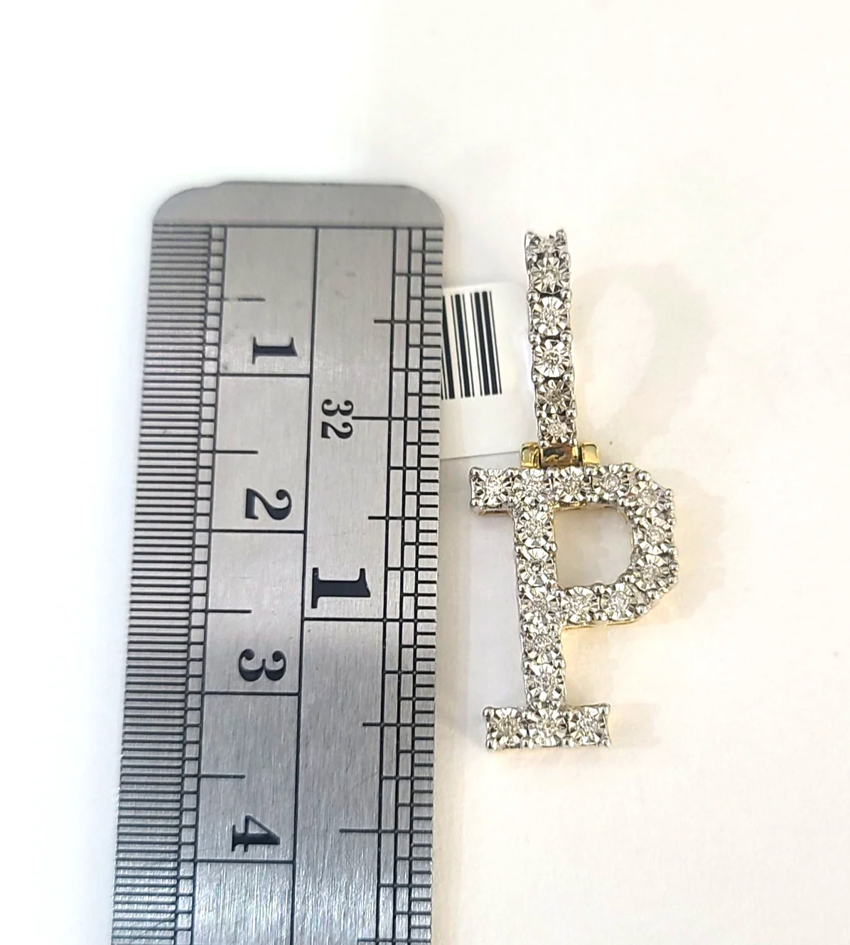 10k Rope Chain P Diamond Initial Charm Necklace Pendant Set 4mm 20"-30" Gold - Image 6