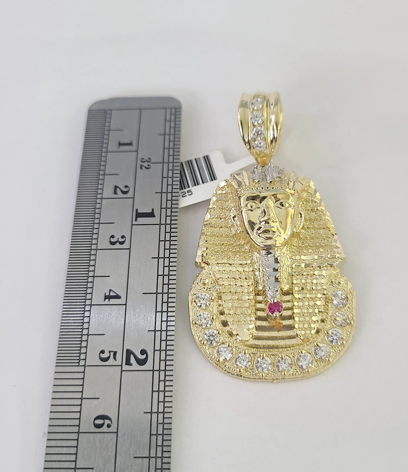 10k Rope Chain Pharaoh Head Charm Pendant Yellow Gold 18"-30'' Inch 7mm Necklace - Image 2