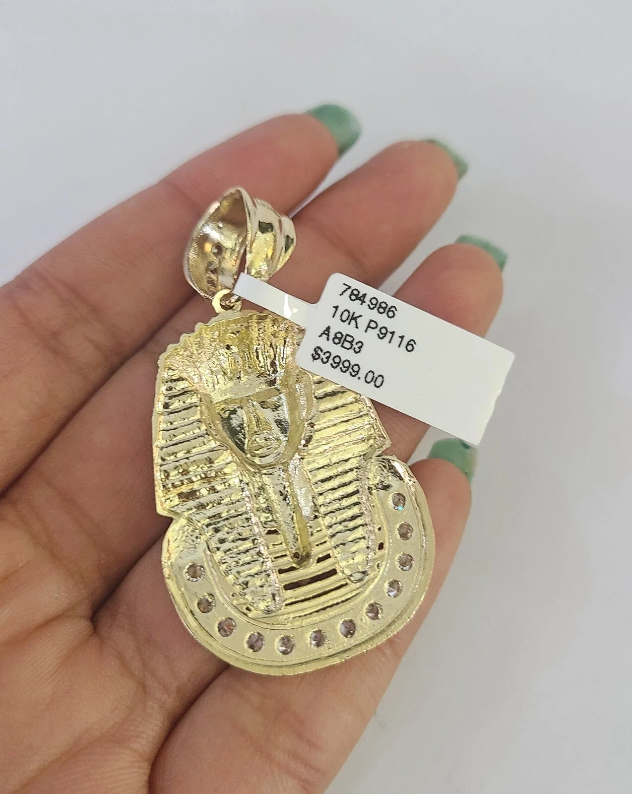 10k Rope Chain Pharaoh Head Charm Pendant Yellow Gold 18"-30'' Inch 7mm Necklace - Image 7