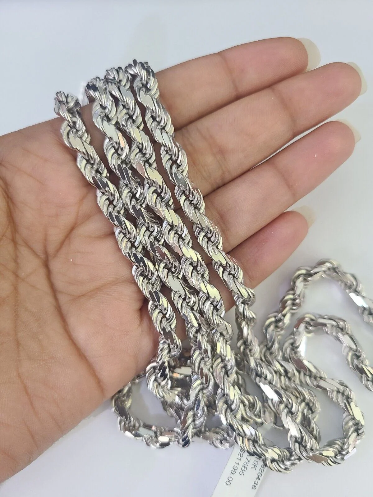 10K Rope Chain Real Solid White Gold Necklace 5mm Length 20" 22" 24" 26" 28" 30" - Image 3