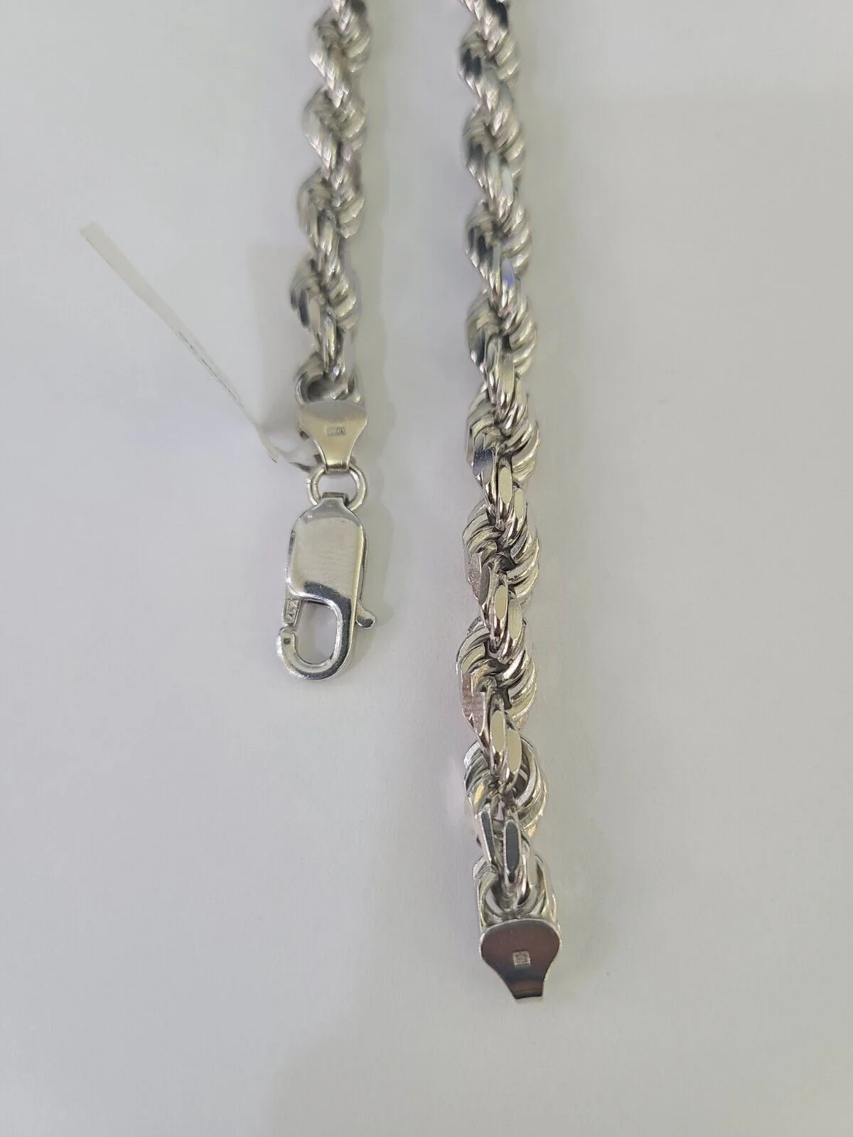 10K Rope Chain Real Solid White Gold Necklace 5mm Length 20" 22" 24" 26" 28" 30" - Image 4