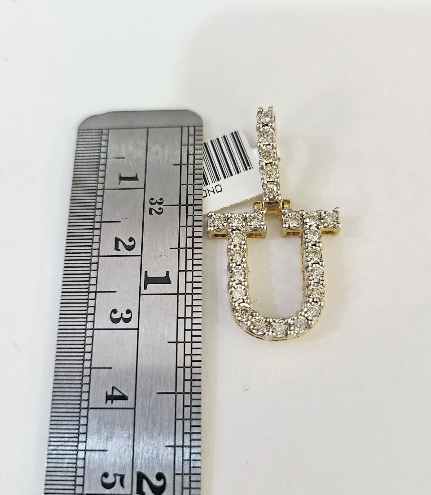 10k Rope Chain U Diamond Initial Charm Necklace Pendant Set 2mm 18"-24" Gold - Image 2