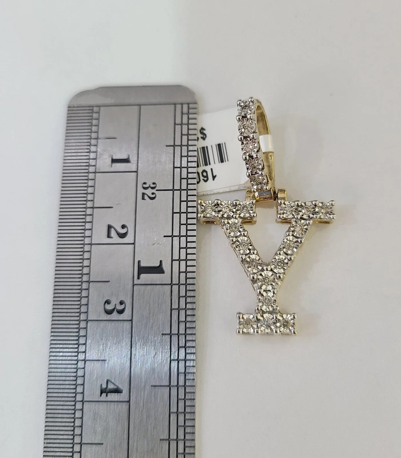 10k Rope Chain Y Diamond Initial Charm Necklace Pendant Set 2mm 18"-24" Gold - Image 4