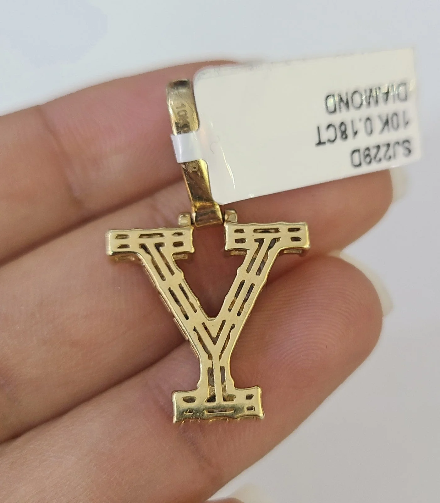 10k Rope Chain Y Diamond Initial Charm Necklace Pendant Set 4mm 20"-30" Gold - Image 7