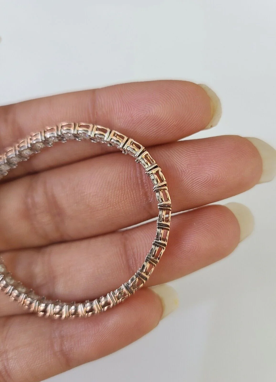 10K Rose Gold Diamond Bracelet Women Ladies 7" REAL Genuine Gold - Image 6