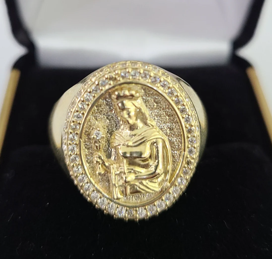 10k Saint Barbara Ring Casual Band Yellow Gold Genuine Brand New Religious All Sizes - Image 2