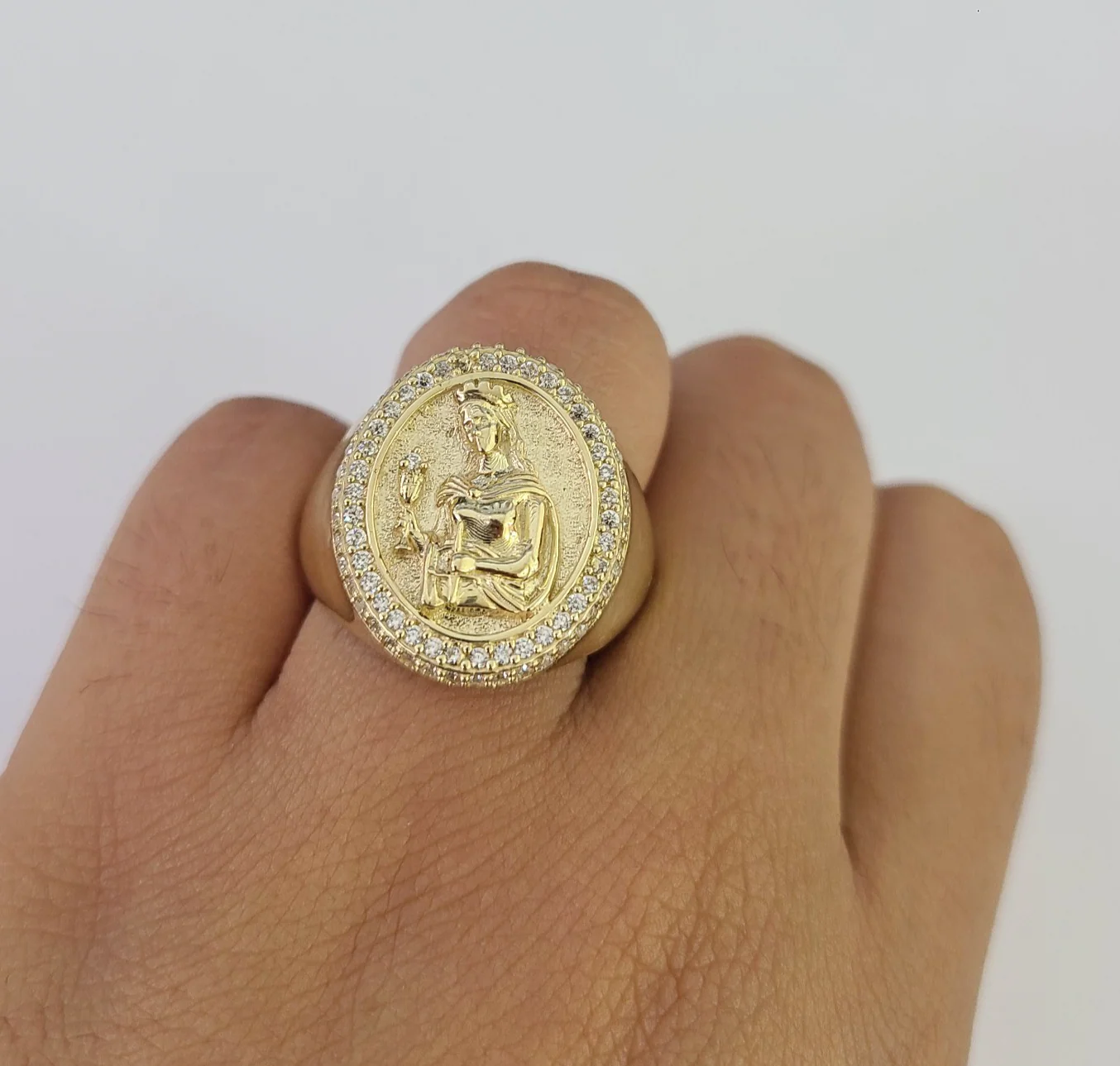 10k Saint Barbara Ring Casual Band Yellow Gold Genuine Brand New Religious All Sizes - Image 6