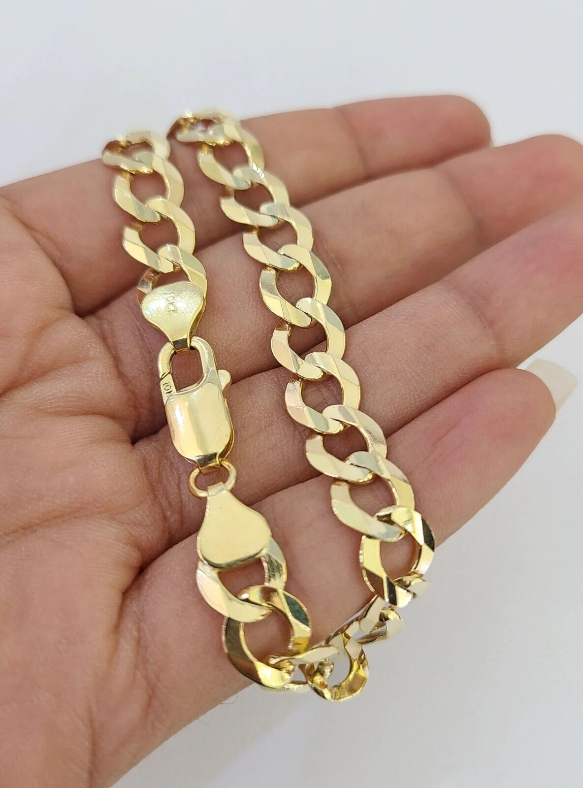 10k Solid Cuban Curb Link Bracelet Gold 8mm 8 Inches Real Yellow Gold - Image 4