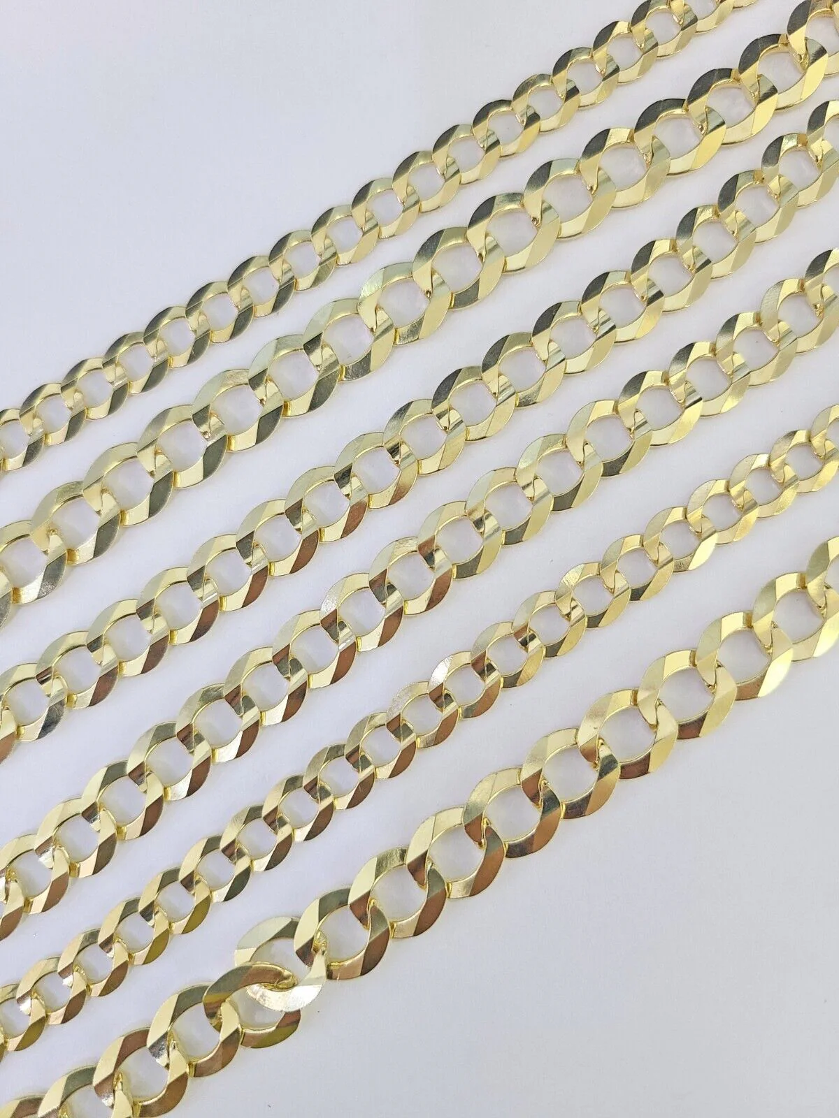 10k Solid Cuban Curb Link Necklace Chain Yellow Gold 8mm 9mm 10mm 20"-30" - Image 2