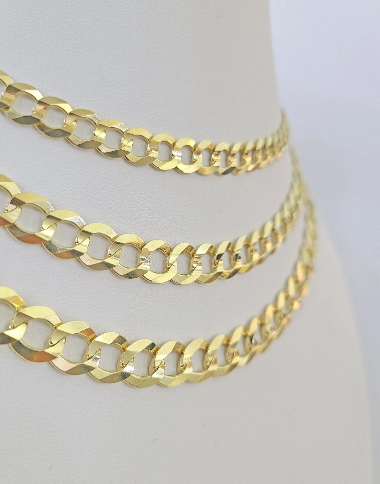 10k Solid Cuban Curb Link Necklace Chain Yellow Gold 8mm 9mm 10mm 20"-30" - Image 3