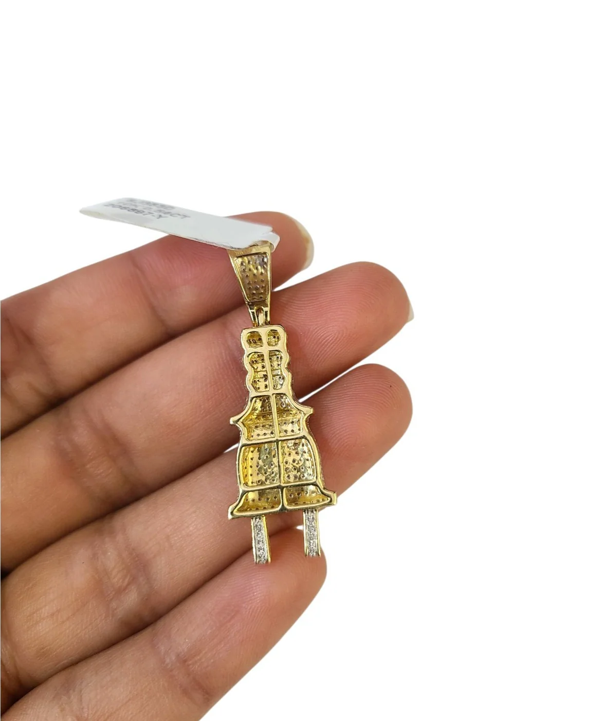 10k Solid Figaro Chain Plug Diamond Charm Necklace SET 4mm 22" Pendant - Image 12