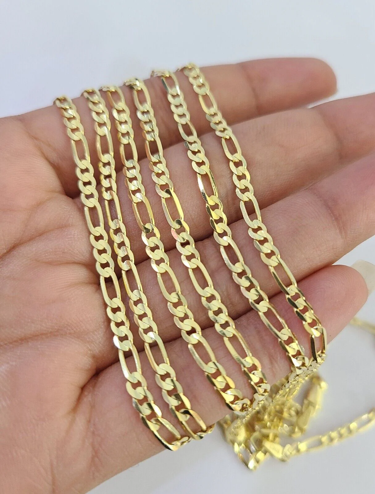 10K Solid Figaro Link Chain Necklace Yellow Gold 3mm 18" 20" 22" 10kt - Image 2