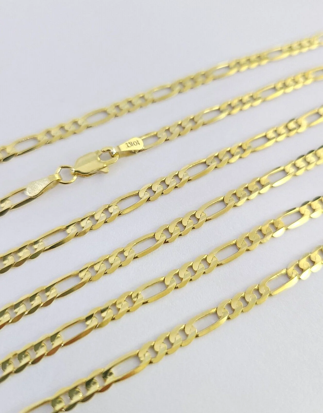 10K Solid Figaro Link Chain Necklace Yellow Gold 3mm 18" 20" 22" 10kt - Image 5