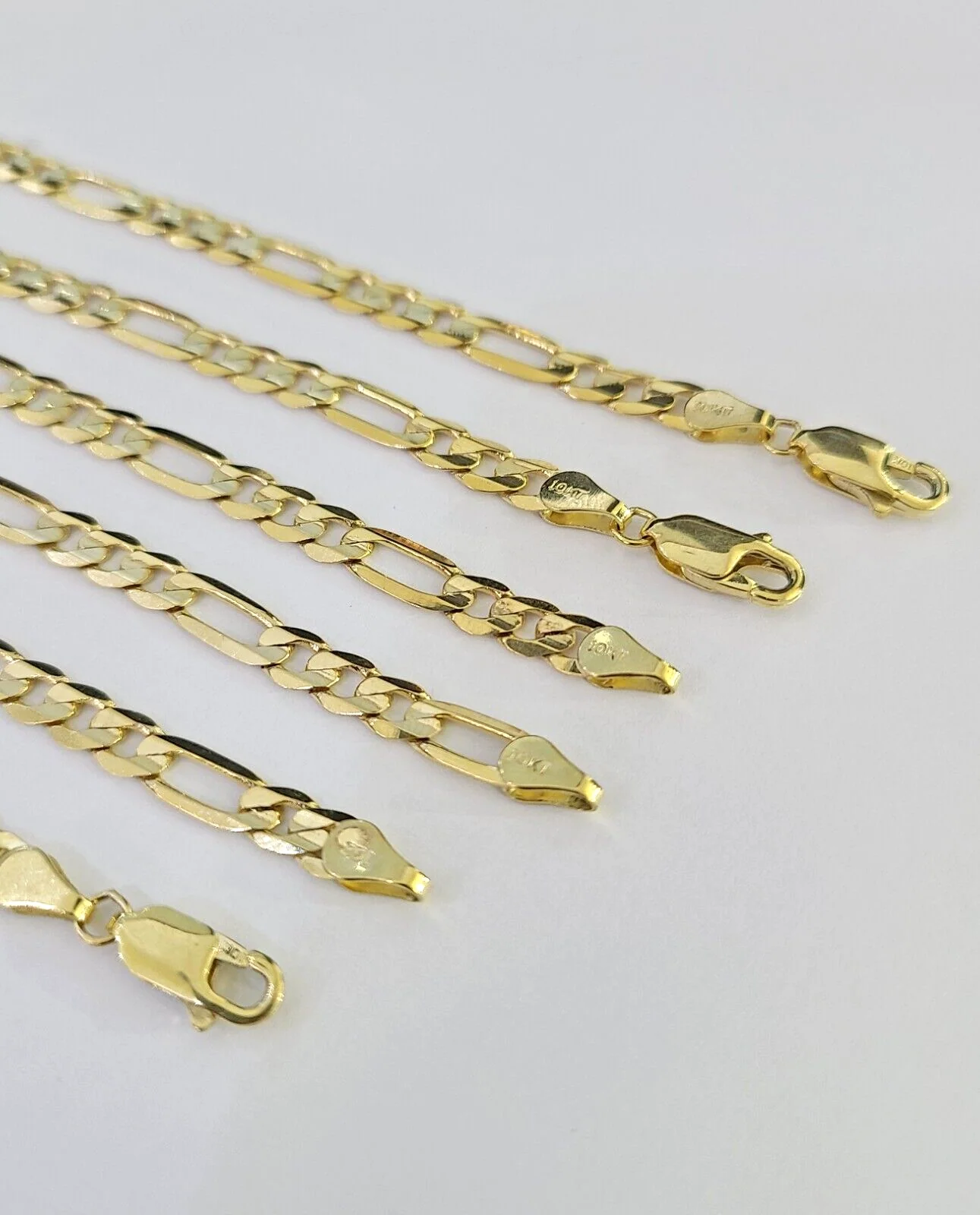 10K Solid Figaro Link Chain Necklace Yellow Gold 4.5mm 20" 22" 24" 10kt - Image 2