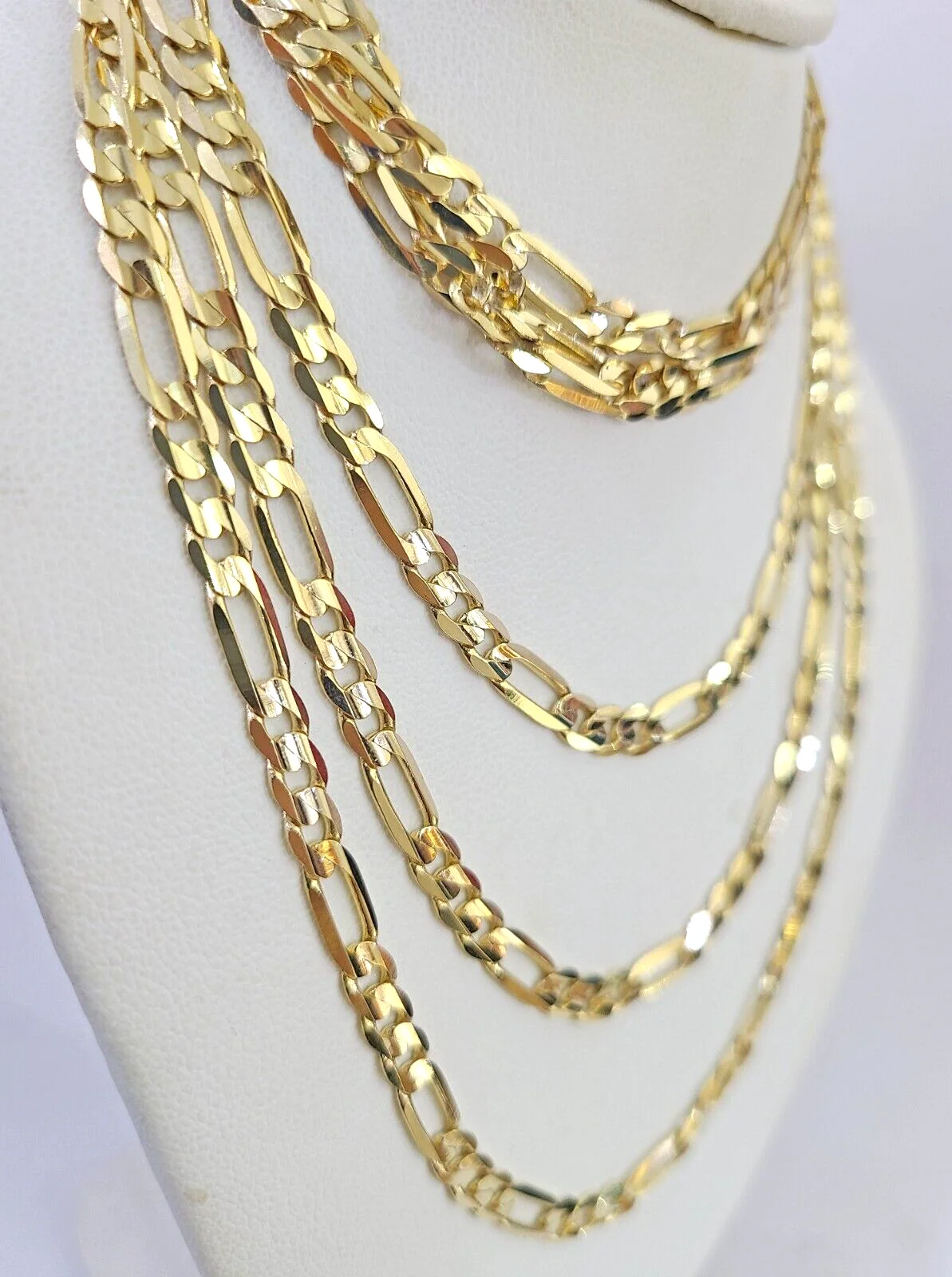 10K Solid Figaro Link Chain Necklace Yellow Gold 4.5mm 20" 22" 24" 10kt - Image 5