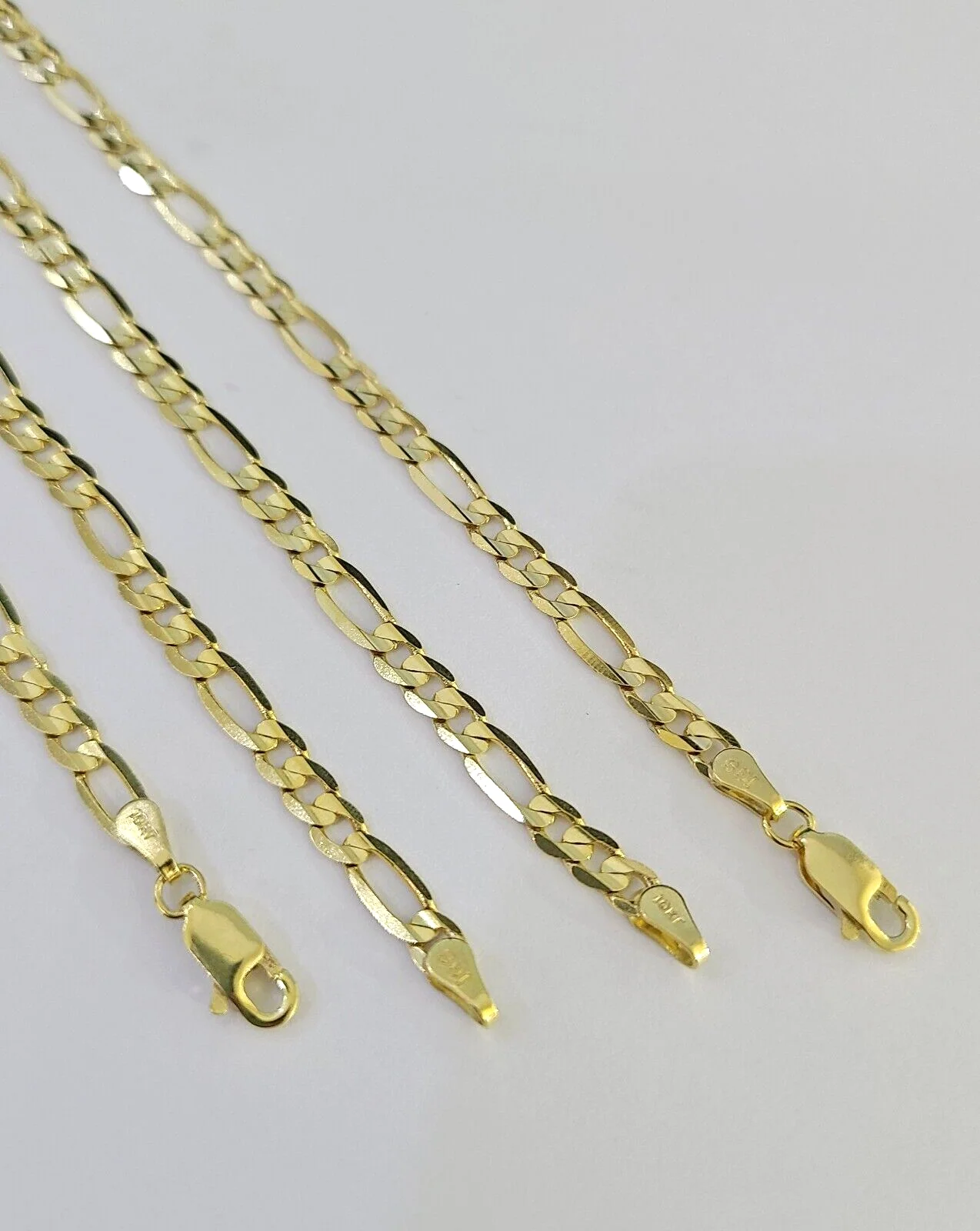 10K Solid Figaro Link Chain Necklace Yellow Gold 4mm 20" 22" 24" 10kt - Image 2