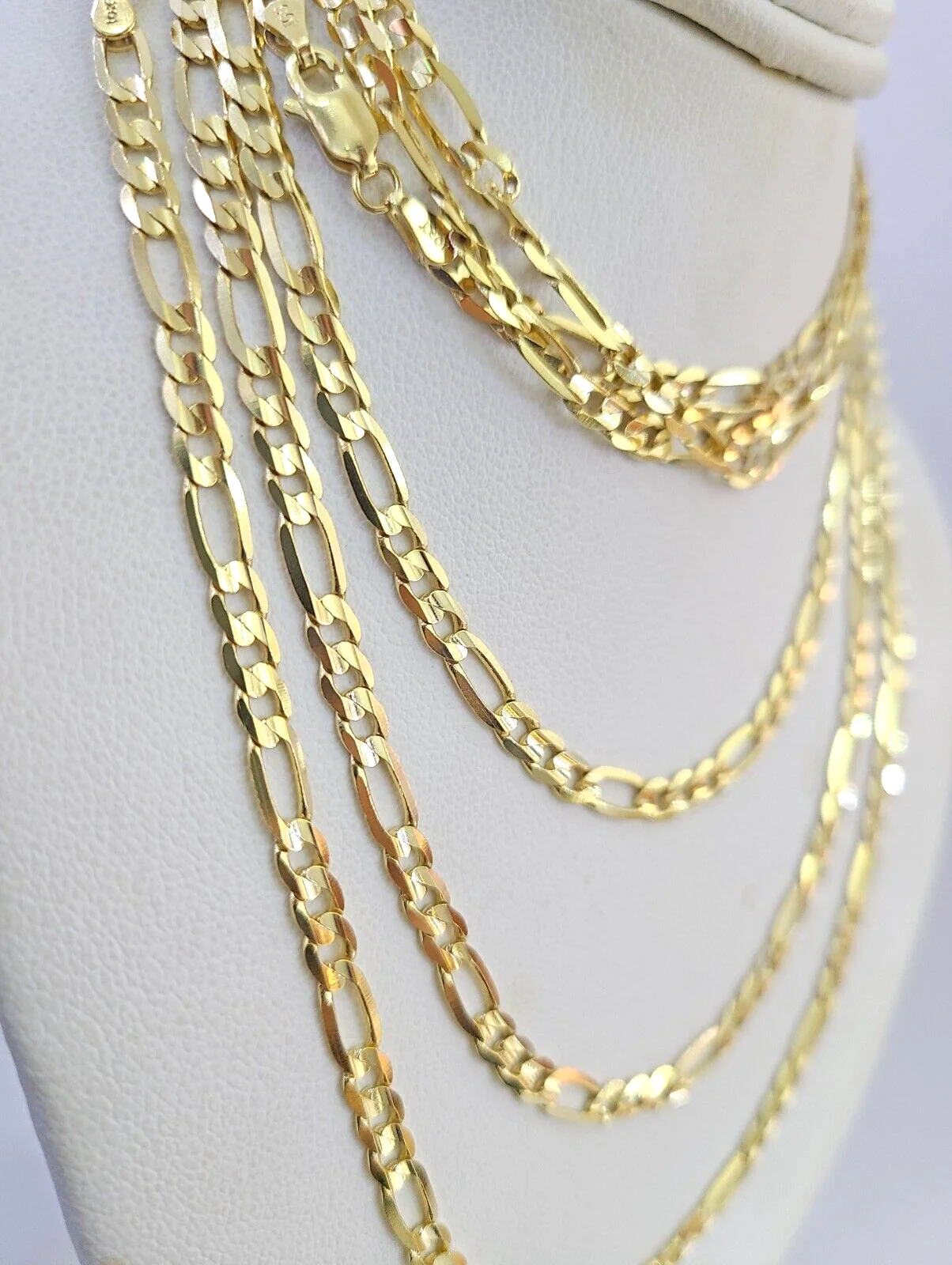 10K Solid Figaro Link Chain Necklace Yellow Gold 4mm 20" 22" 24" 10kt - Image 5
