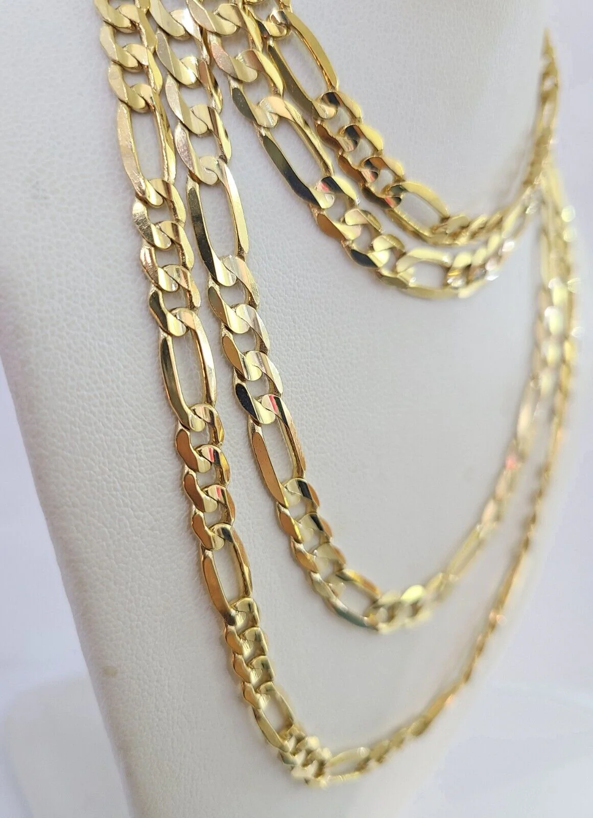 10K Solid Figaro Link Chain Necklace Yellow Gold 6mm 24" 26" 10kt - Image 4