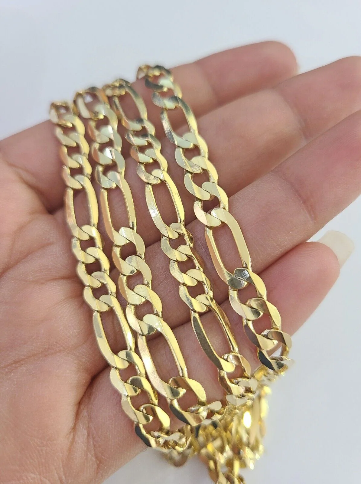 10K Solid Figaro Link Chain Necklace Yellow Gold 6mm 24" 26" 10kt - Image 6