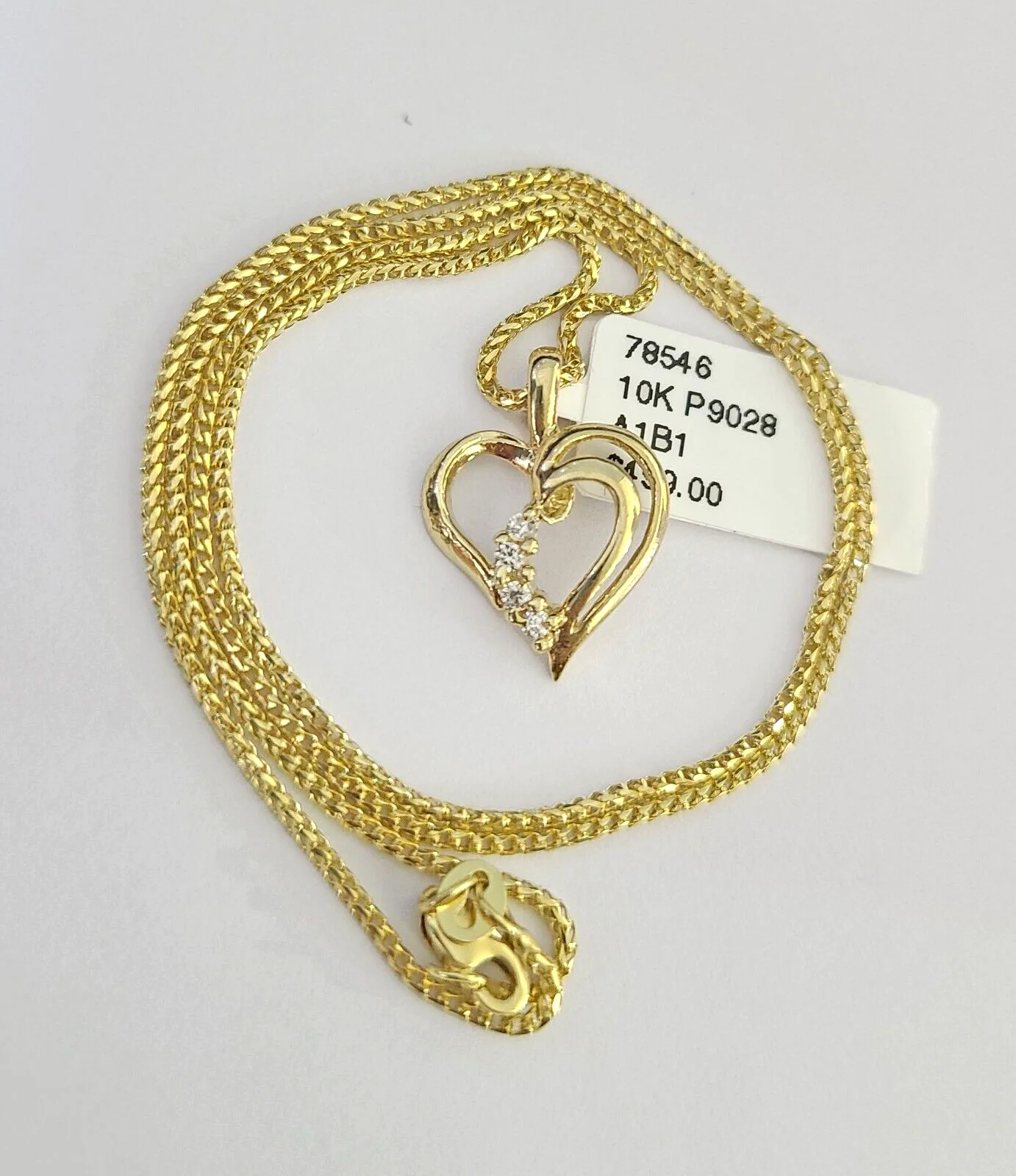 10K Solid Franco Chain Heart Pendant Charm Necklace 16"-22" 1mm Gold Ladies - Image 6