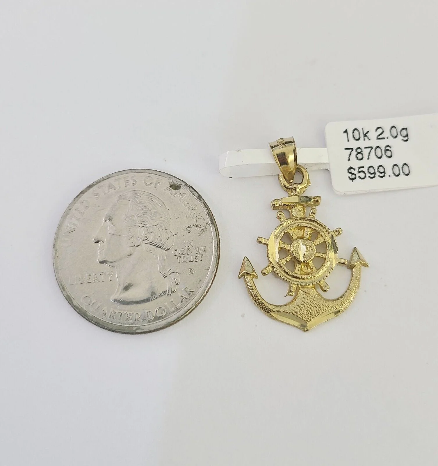 10K Solid Franco Chain Jesus Anchor Pendant Charm Necklace 18"-24" 1mm Gold - Image 2