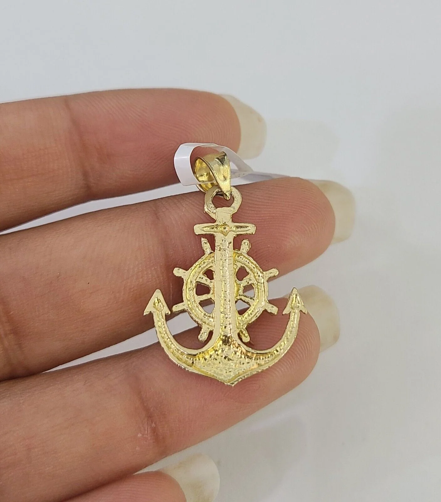 10K Solid Franco Chain Jesus Anchor Pendant Charm Necklace 18"-24" 1mm Gold - Image 7