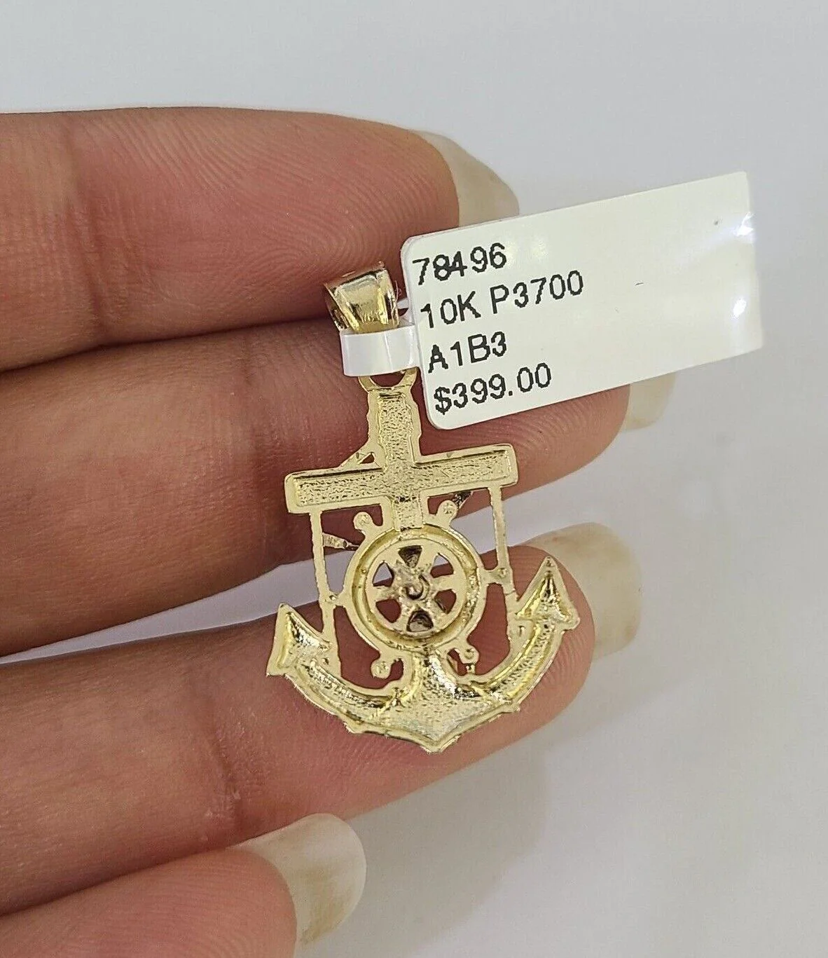 10K Solid Franco Chain Jesus Anchor Pendant Charm Necklace 18"-24" 1mm Gold - Image 7