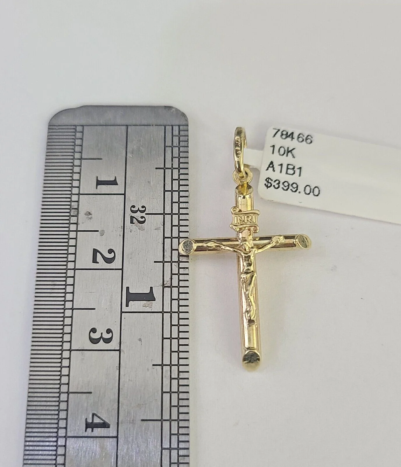 10K Solid Franco Chain Jesus Cross Pendant Charm Necklace 16"-24" 1mm Ladies - Image 3