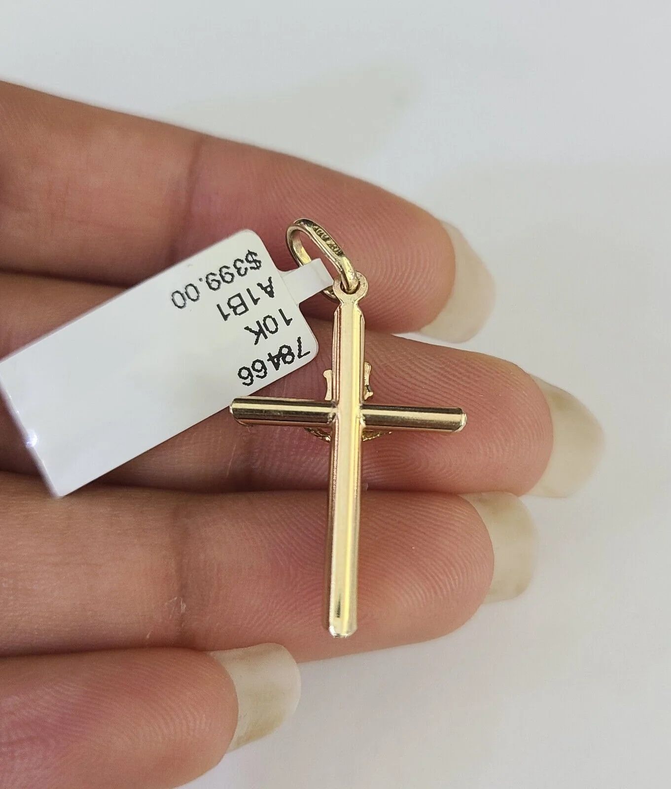 10K Solid Franco Chain Jesus Cross Pendant Charm Necklace 16"-24" 1mm Ladies - Image 7